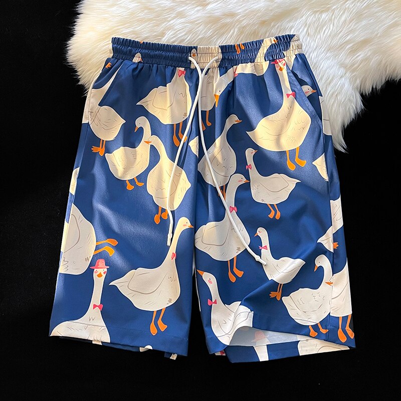Bonsir Anime Graffiti Mens Summer Casual Shorts Neutral Fashion Hip Hop Cotton Sweat Short Pans Men's Joggers Beach Short Sweatpants