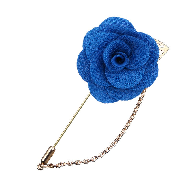 Korean Bridegroom Wedding Brooches Cloth Art Hand-made Rose Flower Brooch Lapel Pin Badge Tassel Chain Men's Suit Accessories