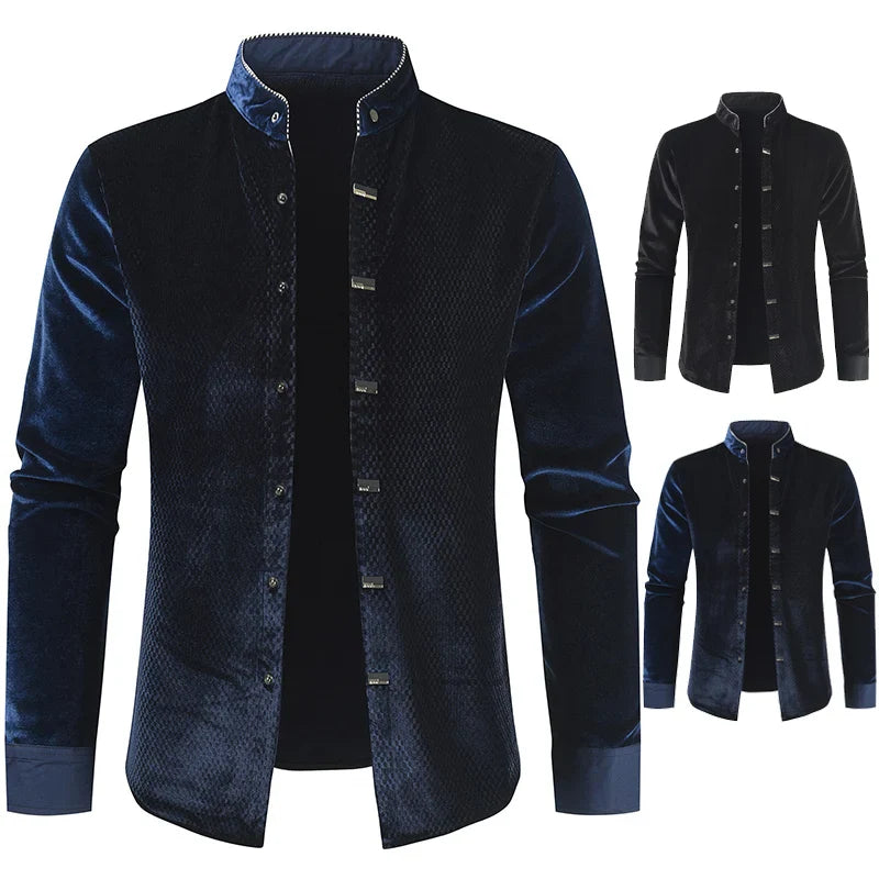 sanyamk - 2024 New Men's Long Sleeve Button Shirt Top Korean Fashion Men's Street Dress Personality Luxury T-shirt