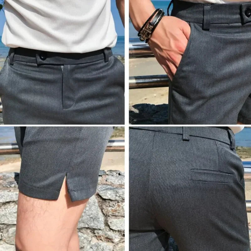 sanyamk - Summer Slim Fit Fashion Solid Straight Shorts Men Clothing Simple Match Casual Business Suit Short Homme Streetwear S-3XL