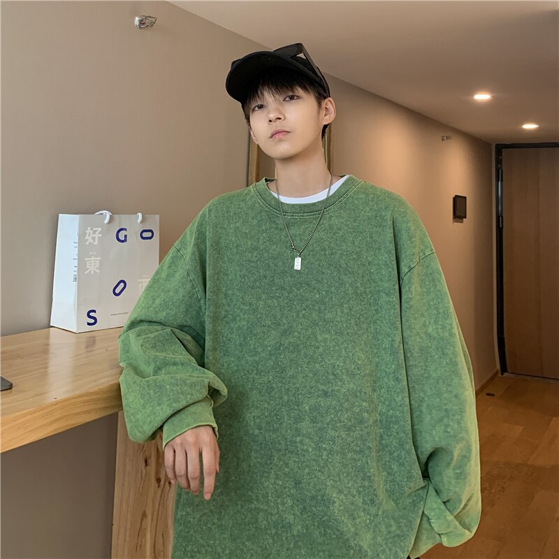 sanyamk Quality Autumn New Men's T-shirt Solid Color O-neck Long Sleeves Pure Cotton Vintage Women Loose T-shirts For Male Casual Tops