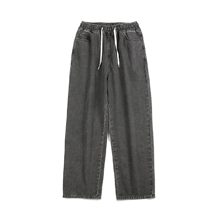 Bonsir Baggy Stacked Jeans Mens Pants Streetwear Denim Skater Wide Leg Distressed Low Rise Elastic Waist Hip Hop Straight