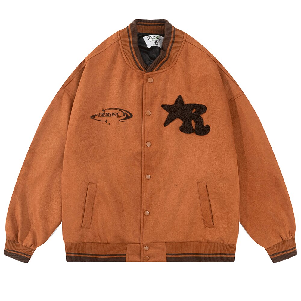 sanyamk Patch Letters Embroidery Baseball Uniform Jacket Mens Hip Hop Loose Casual Punk Couple Jacket Top Men