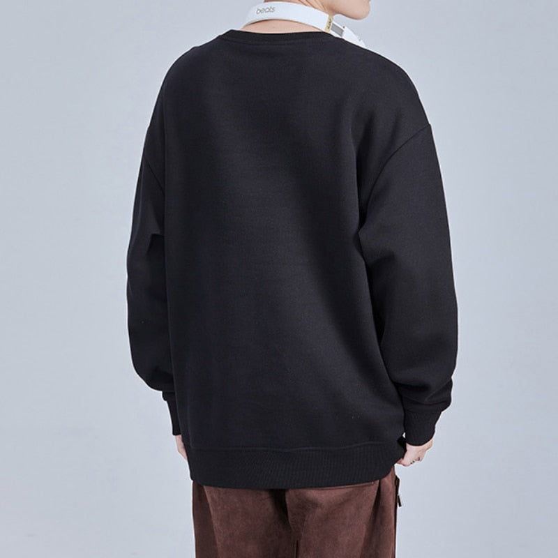 Bonsir American High Street Sweatshirt Men Hiphop Hoodless Long Sleeve Shirt Spring Autumn Urban Simple Zipper Pockets Pullover Tops