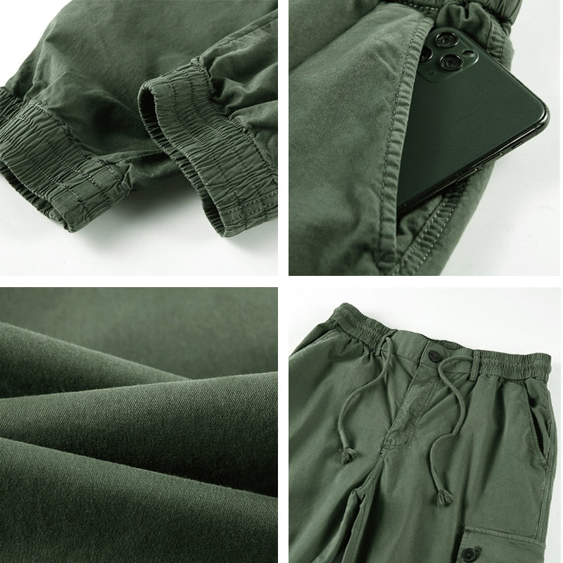 Bonsir Vintage Classic Cargo Pants for Men Black Khaki Green Brown Trousers Male Casual Japanese Streetwear Summer Large Size