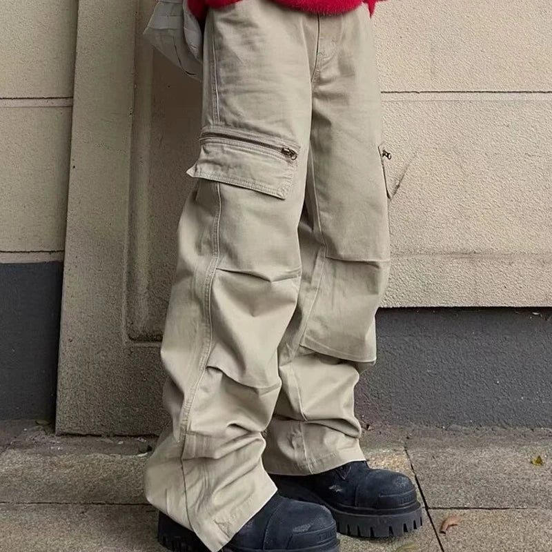 sanyamk - 2024 Streetwear New Spring Mid Waist Baggy Pant Hip Hop Vintage Male Trousers Trendy Multi-pockets Cargo Pants Men Clothing
