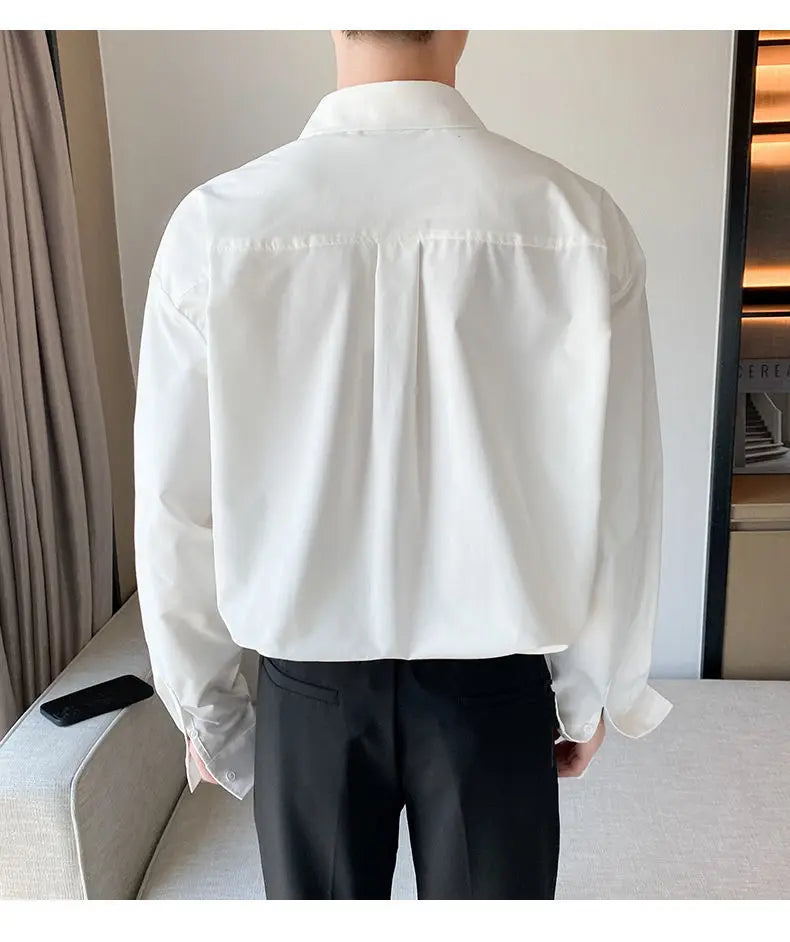 sanyamk Vintage Weaving Shirts For Men Long/Short Sleeve Lapel INS Trend Tops Streetwear New Spring Summer Fashion Casual Loose Shirts