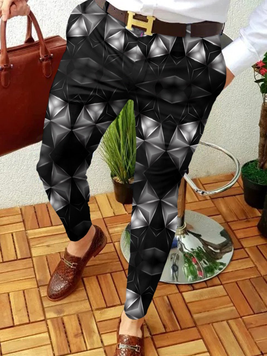 sanyamk New Smart Casual Fashion Men's Pants polka dot pattern Pants Thin Mid Waist Jogger Casual Trousers Suit Pants