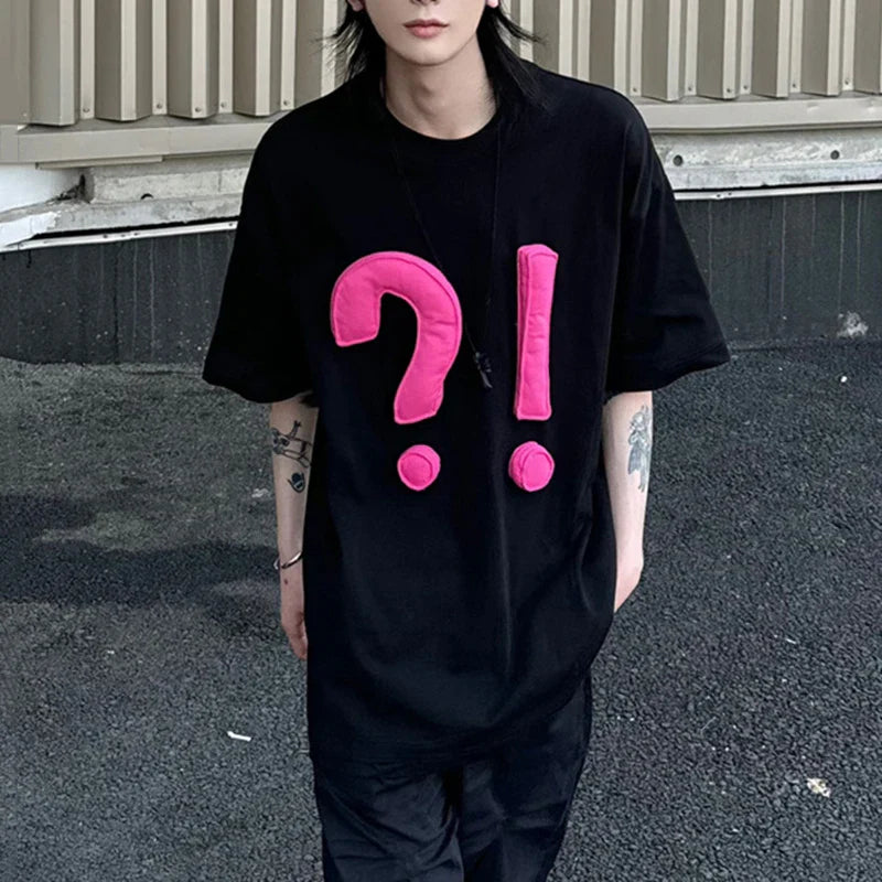 sanyamk - Men's T-shirts Casual Splicing Contrast Color Symbol Design Short Sleeve Loose Male Clothing New Summer Chic 2024 9C6600