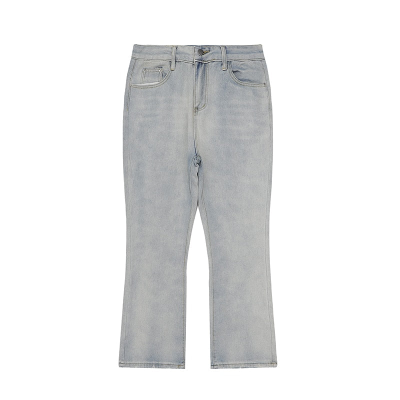 sanyamk High Street Flame Skull Embrodiery Vintage Denim Trousers Men's Distressed Washed Straight Baggy Oversized Jeans Pants