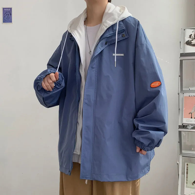 sanyamk Hooded Jackets Men Leisure Japanese Preppy Style 5 Color Daily Teenagers Streetwear Comfortable Advanced Baggy Fashion Vitality
