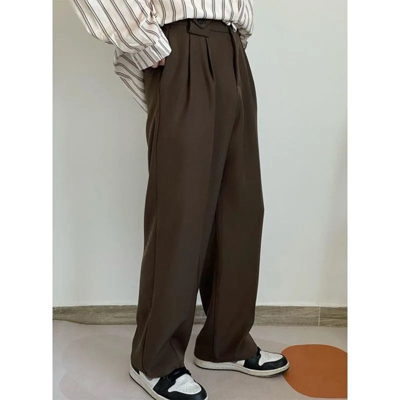 sanyamk Brown Suit Pants Men Fashion Social Mens Dress Pants Korean Loose Casual Straight Trousers Mens Office Formal Pants M-3XL