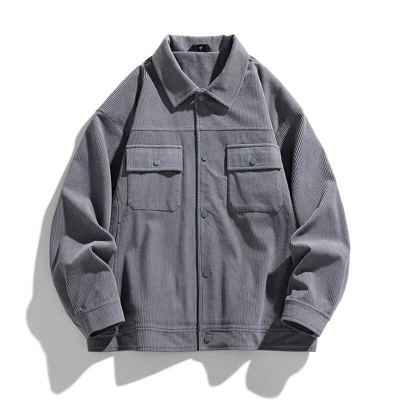 sanyamk Autumn Corduroy Bomber Jacket Men Vintage Baggy Coat Fashion Korean Streetwear Button Outerwear Clothing Tops Male Plus Size