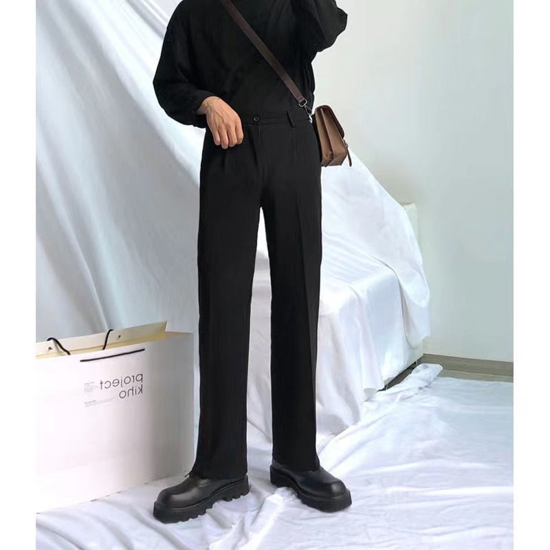 sanyamk Men's Loose High Waist Straight Pants Fashion Trend Casual Pants Korean Coffee Brown Suit Pants High-quality Trousers S-3XL