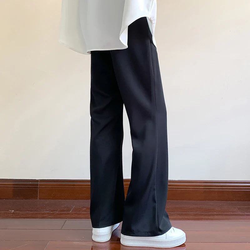 sanyamk Black Suit Pants Men Fashion Social Mens Dress Pants Korean Loose Straight Casual Flared Pants Mens Office Formal Trousers M-3XL