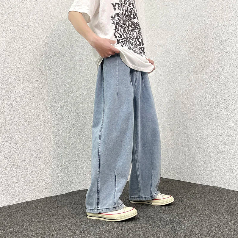 sanyamk Baggy Denim Pant Men Loose Straight Wide Leg Jeans Men's Women's Streetwear Skateboard Hip Hop Casual Trousers Oversized 2XL
