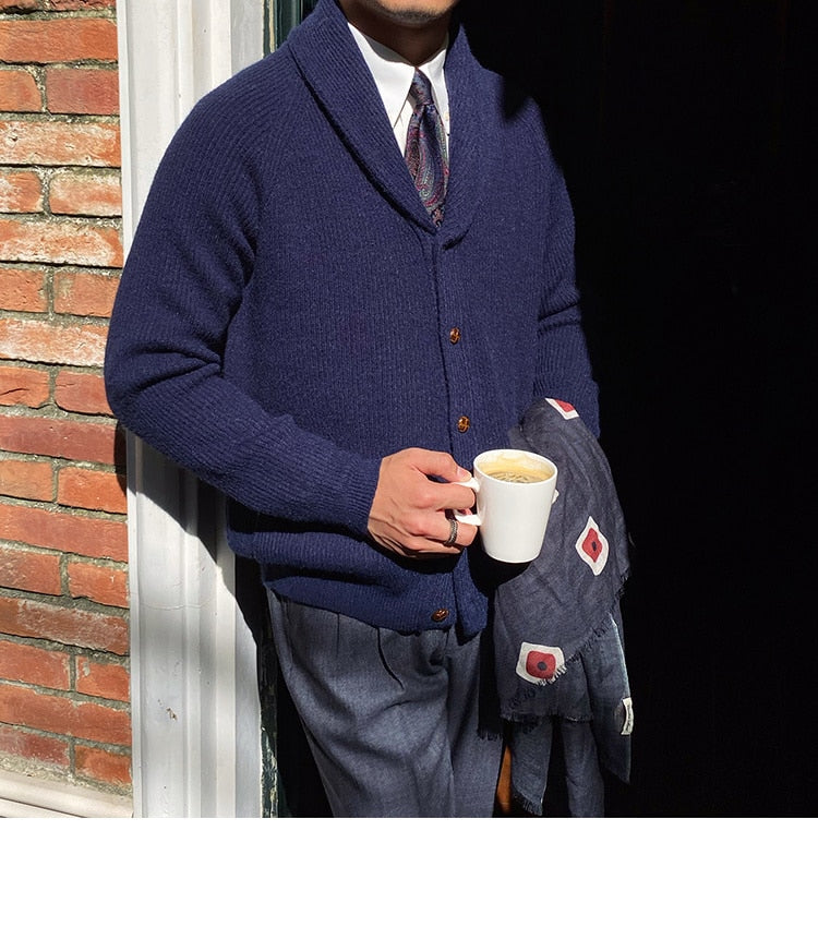 Bonsir Fall lapel Sweater Cardigan Men Knitting Pocket Sweaters Winter Warm Coat Men Single Breasted Top Cardigan Sexy Pleated Sweater