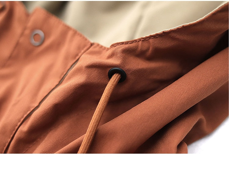 Bonsir Autumn Trekking Hooded Work Jacket Men's Windproof New Loose Half Zipper Stormsuit Outdoor Camping Hiking Riding Coat Tooling