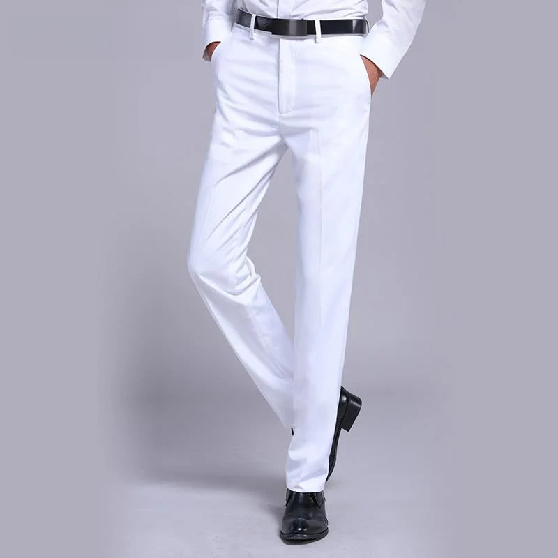 Bonsir High Waist Men's Suit Pants High Quality Autumn Thick Straight Business Work Daily Dress Formal Pants Classic Trousers A269