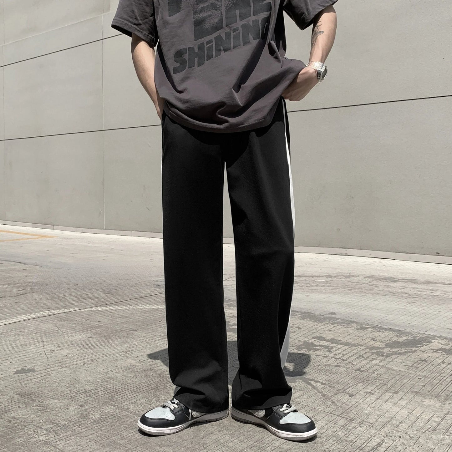 sanyamk - Streetwear Casual Pants Men Hip Hop Top Quality Elastic Waist Drawstring Men's Sweatpants Summer Straight Loose Trousers