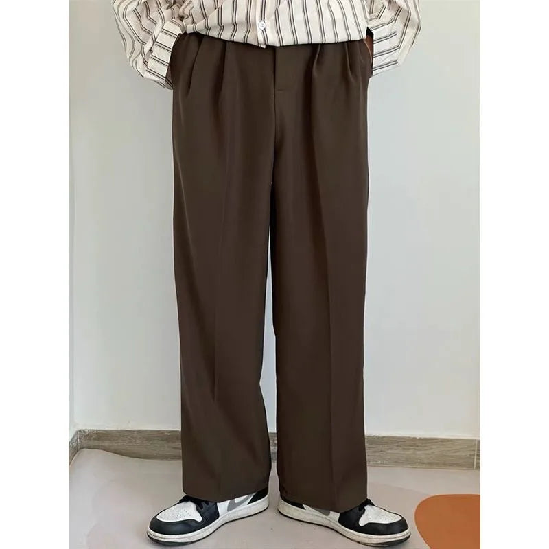 sanyamk Brown Suit Pants Men Fashion Social Mens Dress Pants Korean Loose Casual Straight Trousers Mens Office Formal Pants M-3XL