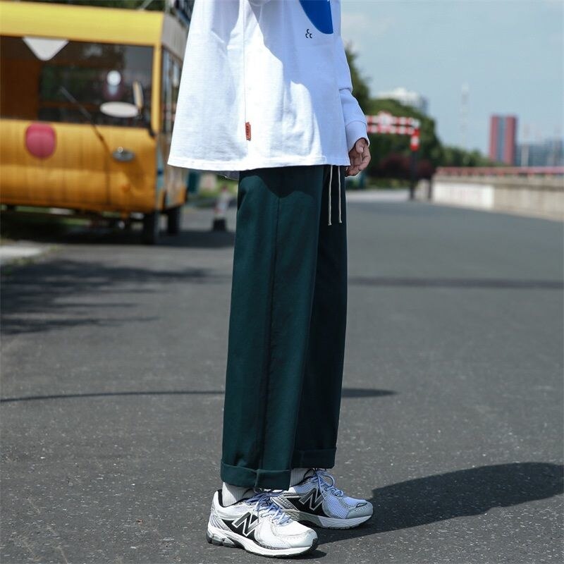 Bonsir High Street American Men's Cargo Pants Fashion Solid Color Straight-leg Male Hip Hop Casual Trousers Streetwear