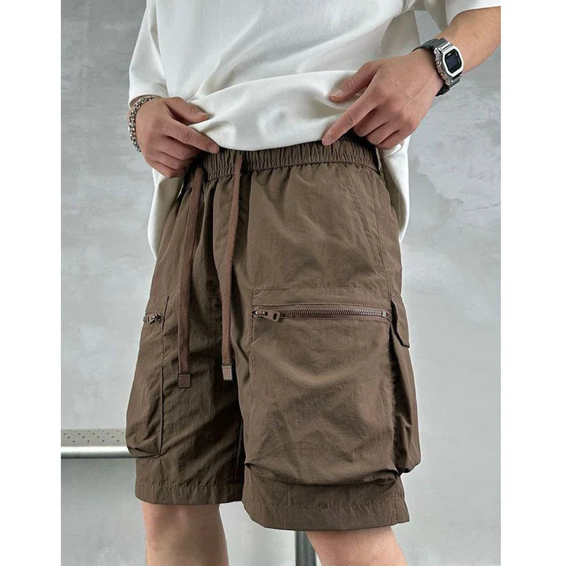 sanyamk Men Trendy Vintage Casual Streetwear Oversize Cargo Short Pants Y2K 2024 Summer Solid Quick Dry Multi Pocket Sports Beach Shorts
