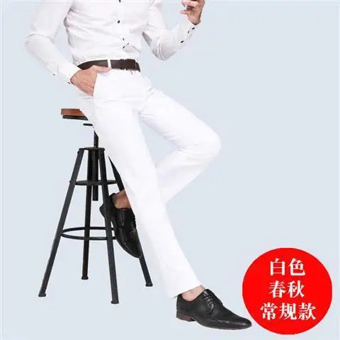 Bonsir High Waist Men's Suit Pants High Quality Autumn Thick Straight Business Work Daily Dress Formal Pants Classic Trousers A269