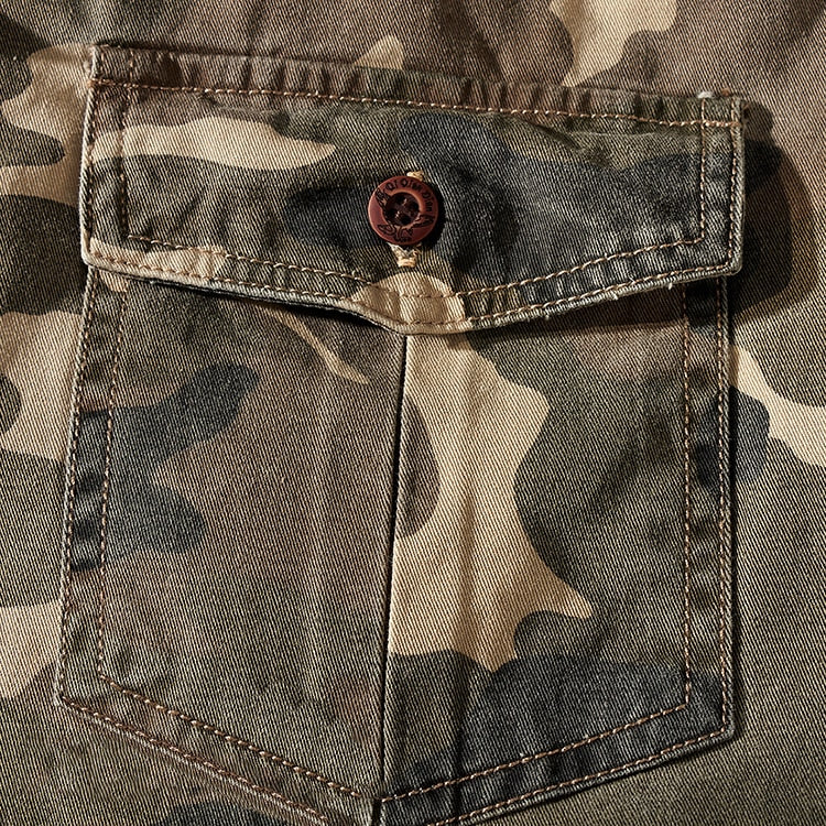 sanyamk Military Style Camouflage Shirt Men Spring Fall New Fashion Multi Pocket Cargo Blouse Vintage Casual Loose Versatile Cotton Tops
