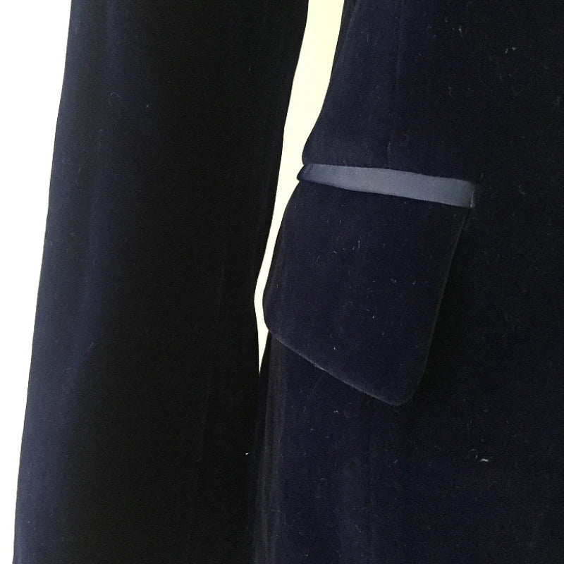 sanyamk - Dark Blue Black Blazer Women Spring Autumn Long Sleeve Velvet Coats Shawl Collar Single Button Blazers Women Jacket Coat Female