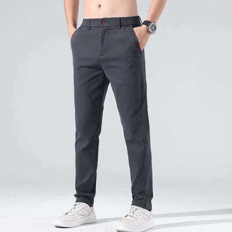 sanyamk Brand Cotton Slim Suit Pants Formal Business Men Elastic Waist Solid Color Long Casual Pant Male Slacks Trousers A316