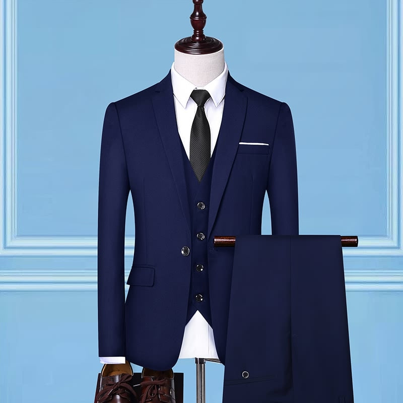 sanyamk Formal Business Wedding 3 Pieces Suit Set / Male Blazers Jacket Pants Vest Trousers Dress Waistcoat