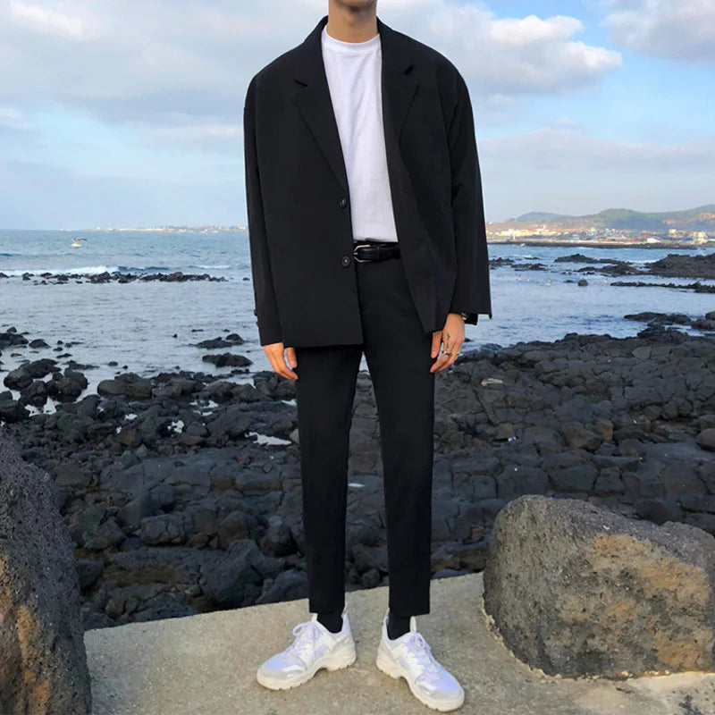 sanyamk - Wear Men's Autumn Tide Suit Pants New Korean Fashion Slim Casual Pants Black All-match Trousers For Male 2Y2257