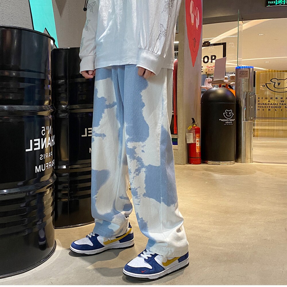 sanyamk Men Y2k Tie Dye Baggy Jeans New Loose Vintage Denim Trousers Male Streetwear Kpop Causal Straight Wide Leg Pants Genderless