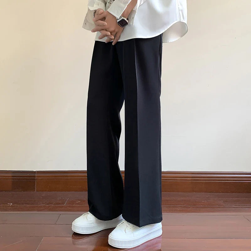 sanyamk Black Suit Pants Men Fashion Social Mens Dress Pants Korean Loose Straight Casual Flared Pants Mens Office Formal Trousers M-3XL