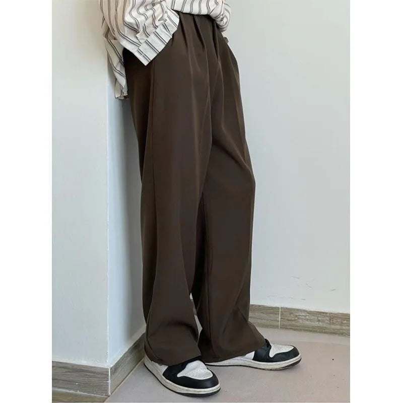 sanyamk Brown Suit Pants Men Fashion Social Mens Dress Pants Korean Loose Casual Straight Trousers Mens Office Formal Pants M-3XL