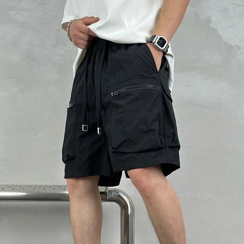 sanyamk Men Trendy Vintage Casual Streetwear Oversize Cargo Short Pants Y2K 2024 Summer Solid Quick Dry Multi Pocket Sports Beach Shorts