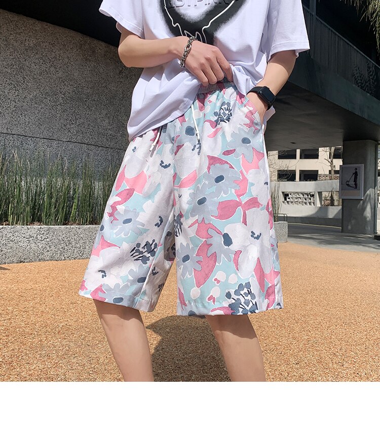 Bonsir Anime Graffiti Mens Summer Casual Shorts Neutral Fashion Hip Hop Cotton Sweat Short Pans Men's Joggers Beach Short Sweatpants