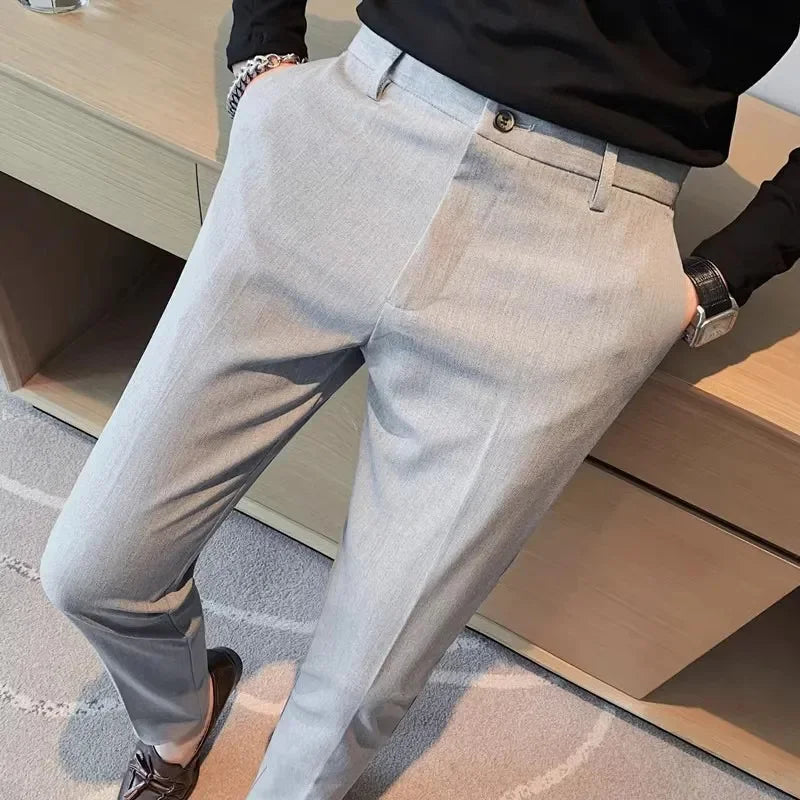 sanyamk Men Suit Pants Dress Pantalone Hombre Stretch Slim Formal Trousers Calça Masculina Solid Color Casual Fashion Clothing