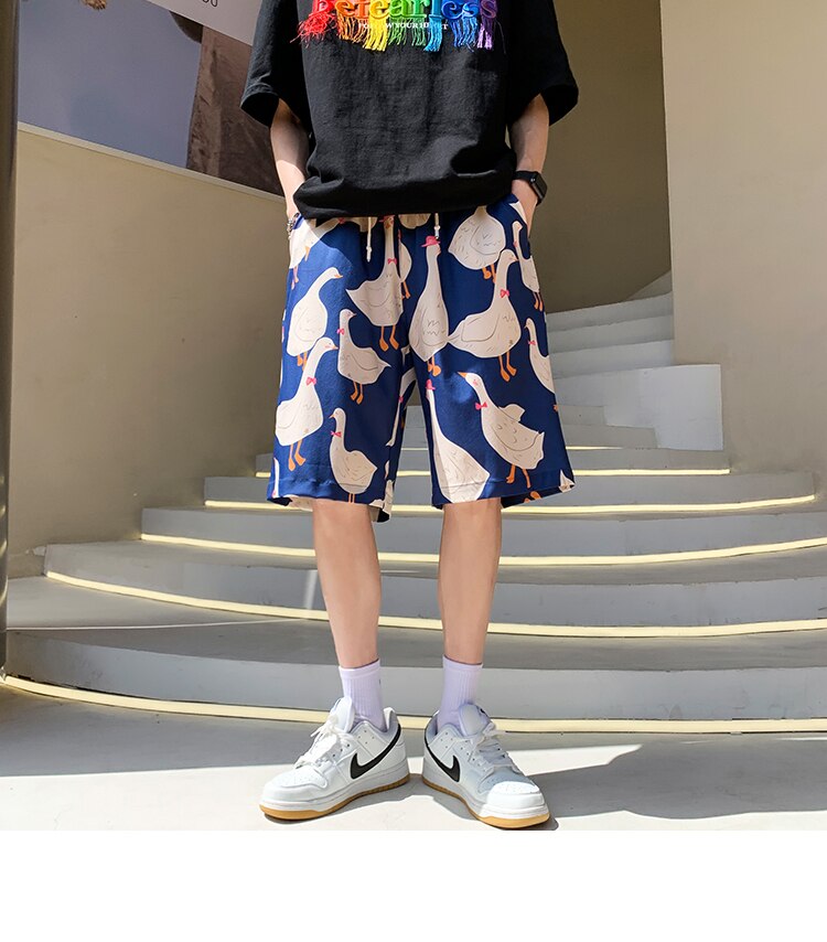 Bonsir Anime Graffiti Mens Summer Casual Shorts Neutral Fashion Hip Hop Cotton Sweat Short Pans Men's Joggers Beach Short Sweatpants