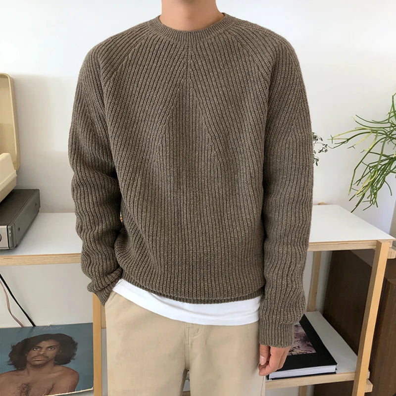 Bonsir - men's / wear classic round collar Sweater Korean fashion loose kintted tops for male autumn winter new warm clothes 2Y4243