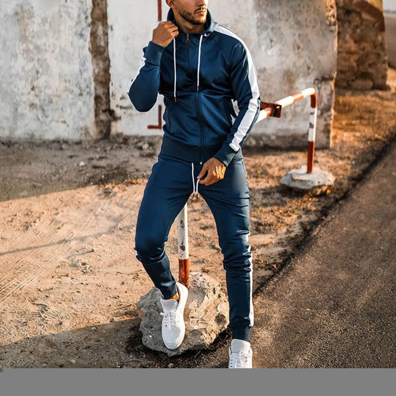 Bonsir Autumn Sweatsuits Men Tracksuit Slim Long Sleeve Zip-up Hooded Sweatshirt And Pants Suits Mens Gradient Fashion Two Piece Sets