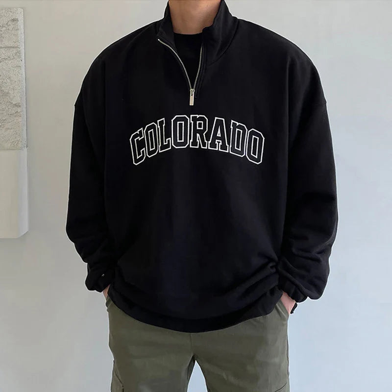 sanyamk - Streetwear Sweatshirts For Mens Fall Leisure Patchwork Long Sleeve Drawstring Tops Men Fashion Drawstring Stand Collar Pullovers