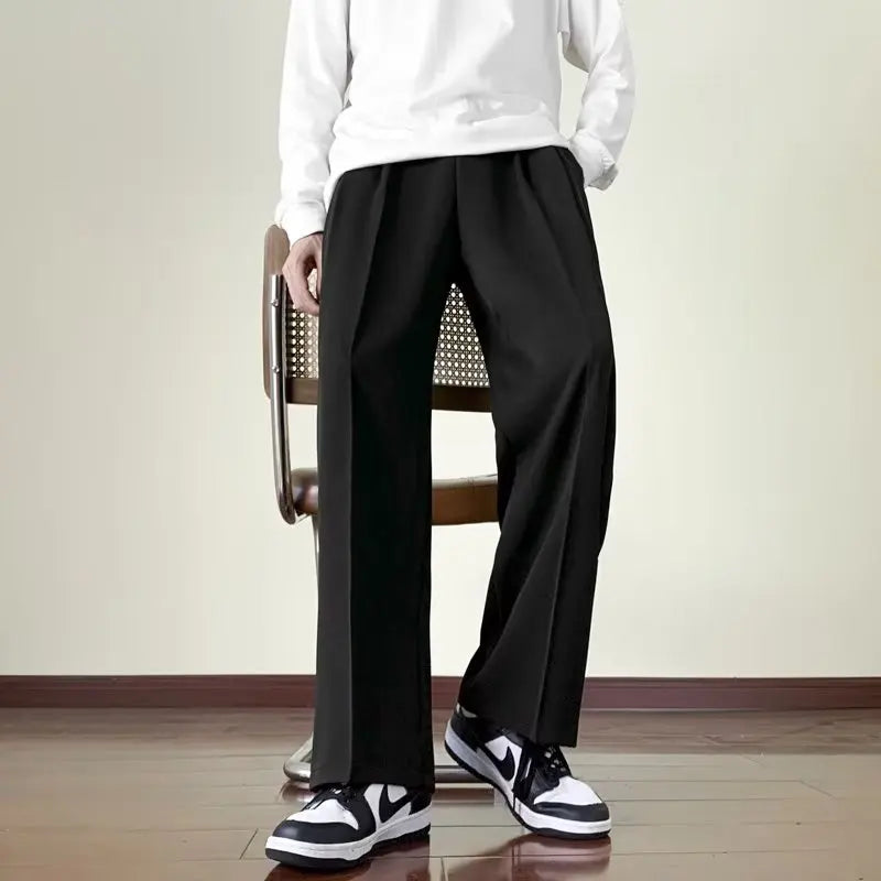 sanyamk Brown Black Suit Pants Men Fashion Social Mens Dress Pants Korean Loose Straight Wide Leg Pants Mens Office Formal Trousers