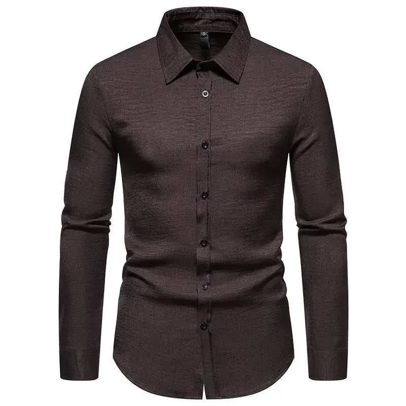 BONSIR - Autumn/Winter New Shirt Men's Solid Color Fashion Casual Long Sleeve Shirt Trendy Top Men