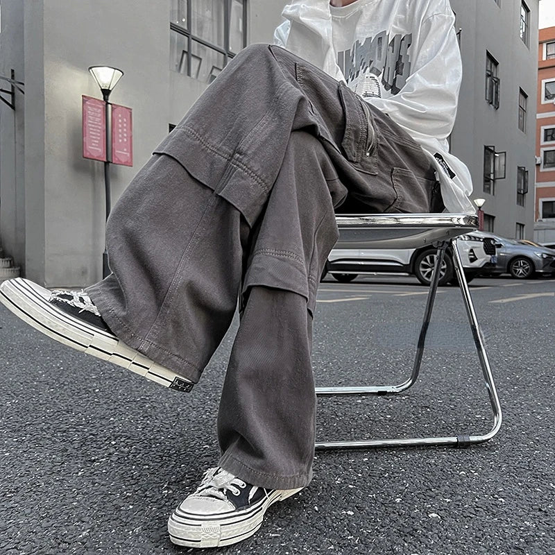 sanyamk - Hip Hop Tooling Pants Men Multi Pockets Cargo Pants Trousers Women Mens Streetwear Casual Pants Straight Loose Joggers Overalls