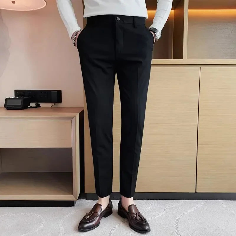 sanyamk Men Suit Pants Dress Pantalone Hombre Stretch Slim Formal Trousers Calça Masculina Solid Color Casual Fashion Clothing