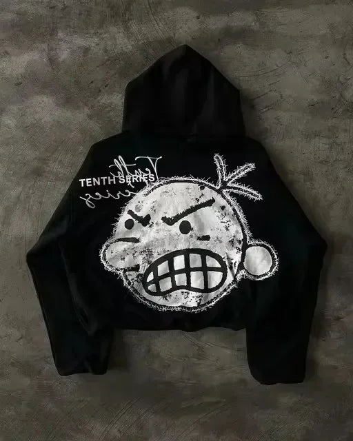 sanyamk - Streetwear Hoodies Y2K Men Women Clothes American Retro Skull Graphic Print Oversized Hoodies Sweatshirts Rock Pullover Hoodies