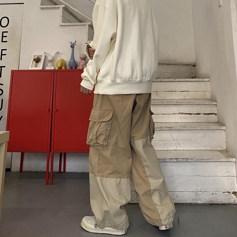 Bonsir Baggy Black Cargo Pants for Men Khaki Cargo Trousers Male Vintage Loose Casual Autumn Japanese Streetwear Hip Hop Retro