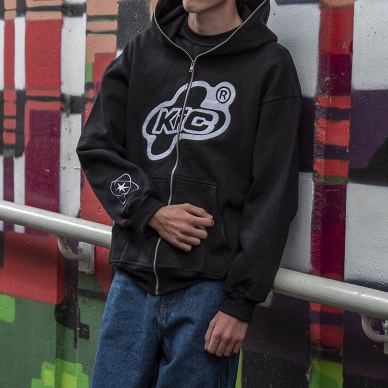 Bonsir Spring Autumn Casual Loose Hoodies Cardigans Vintage Mens Hooded Sweatshirt Oversized Long Sleeve Zipper Hoodie Jackets For Men